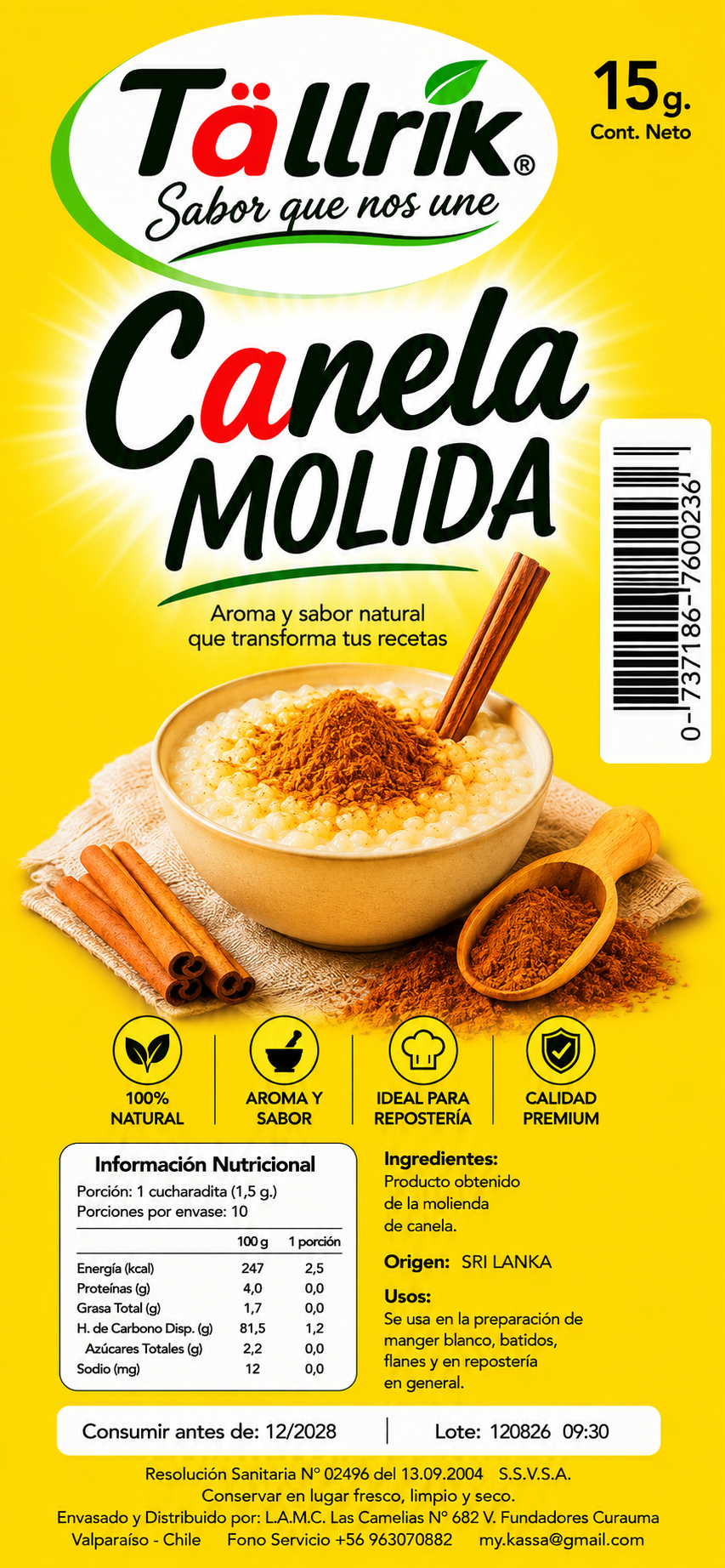 Etiqueta de Canela molida Tallrik